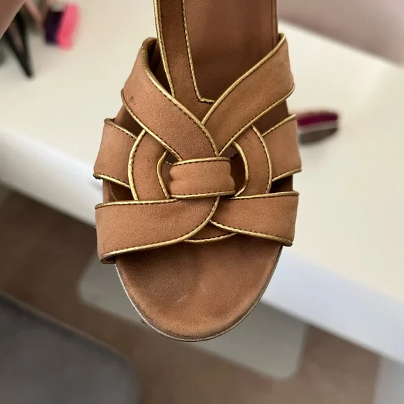 Authentic Yves Saint Laurent Tribute heel 105mm heels purple gold suede sz 39 - Picture 3 of 12